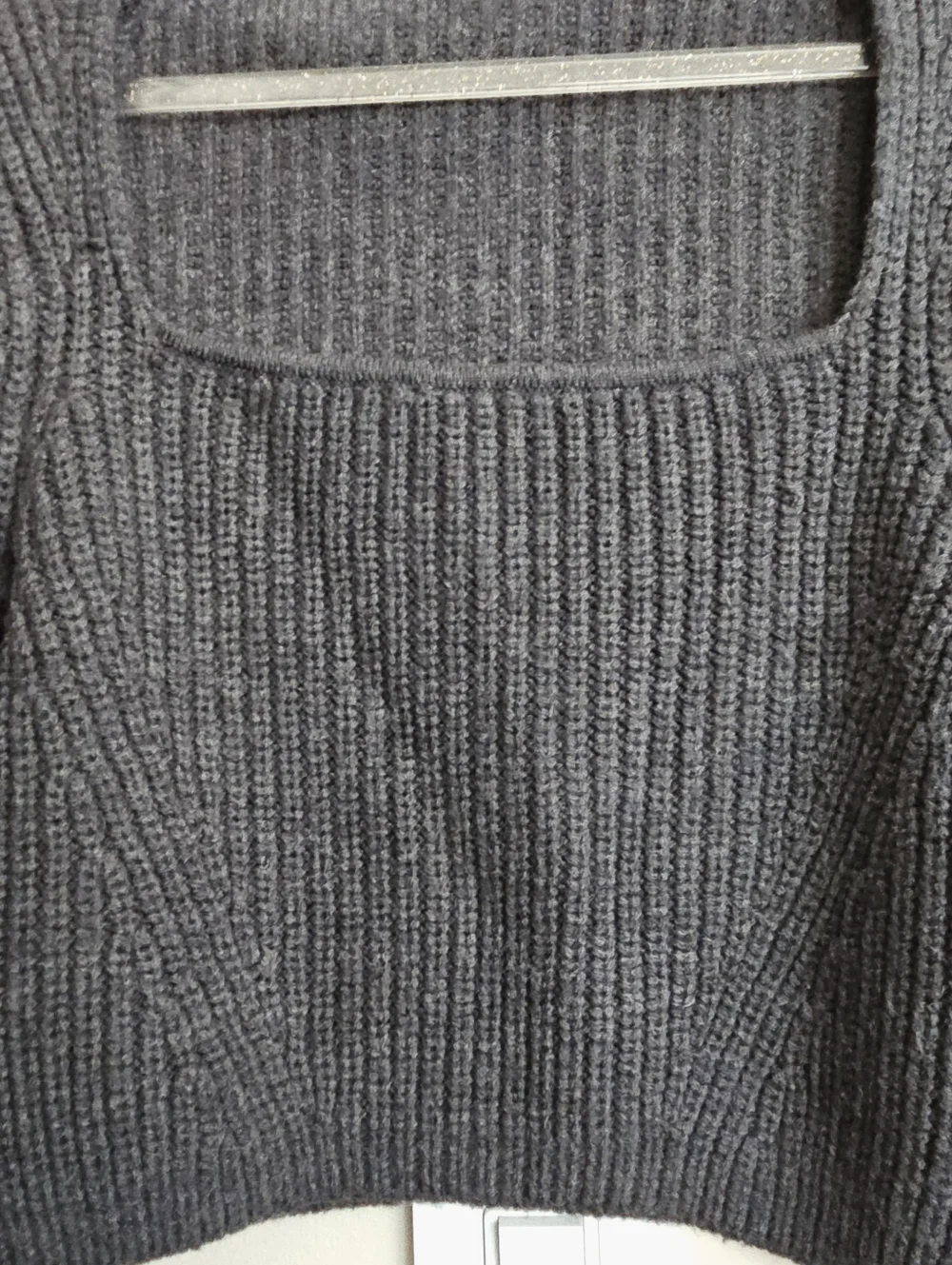 Zara Charcoal Gray Ribbed Cropped Sweater Size Small